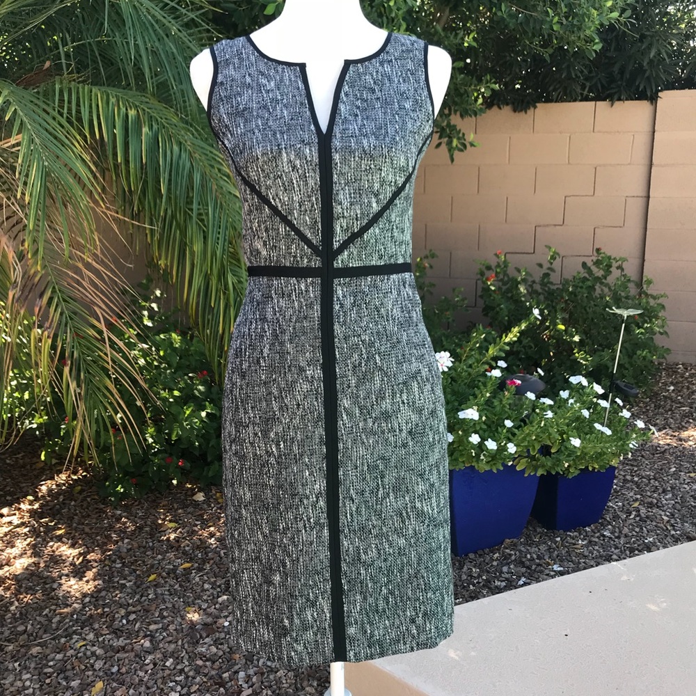 Black White V Neck Sleeveless Ann Taylor Dress